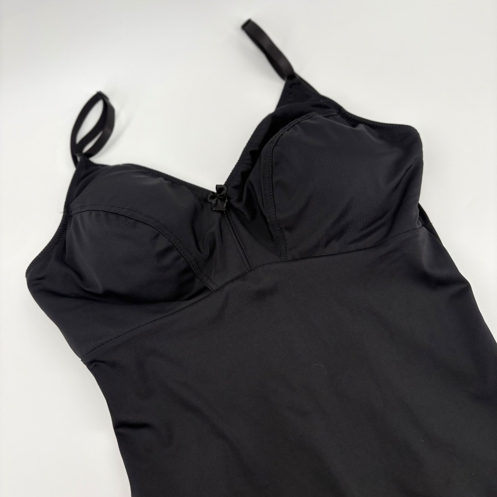 Rhonda Shear Black Lace Trim Camisole Tank Top Size XL Shapewear Fitted